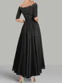 Pretty A-line Bateau 1/2 Sleeves Appliques Lace Asymmetrical Chiffon Mother of the Bride Dress