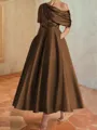 Hot A-line Short Sleeves Pleated Ankle-Length Silk like Satin Mother of the Bride Dress
