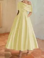 Hot A-line Short Sleeves Pleated Ankle-Length Silk like Satin Mother of the Bride Dress