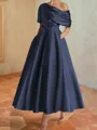 Hot A-line Short Sleeves Pleated Ankle-Length Silk like Satin Mother of the Bride Dress