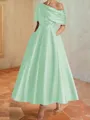 Hot A-line Short Sleeves Pleated Ankle-Length Silk like Satin Mother of the Bride Dress