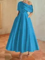 Hot A-line Short Sleeves Pleated Ankle-Length Silk like Satin Mother of the Bride Dress