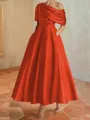 Hot A-line Short Sleeves Pleated Ankle-Length Silk like Satin Mother of the Bride Dress