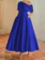 Hot A-line Short Sleeves Pleated Ankle-Length Silk like Satin Mother of the Bride Dress