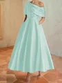 Hot A-line Short Sleeves Pleated Ankle-Length Silk like Satin Mother of the Bride Dress