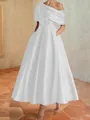 Hot A-line Short Sleeves Pleated Ankle-Length Silk like Satin Mother of the Bride Dress