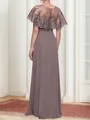 Chic Sheath Bateau Short Sleeves Appliques Lace Floor-Length Chiffon Mother of the Bride Dress