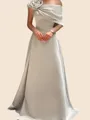 Regal A-line Flower Floor-Length Satin Corset Mother of the Bride Dress
