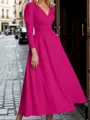 Stunning A-line V-Neck Long Sleeves Pleated Ankle-Length Stretch Crepe Mother of the Bride Dress