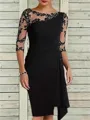 Gorgeous Sheath Scoop 3/4 Sleeves Knee-Length Chiffon Mother Of The Bride Dress