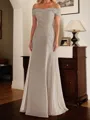 Exquisite Sheath Off-the-Shoulder Appliques Lace Floor-Length Chiffon Corset Mother of the Bride Dress