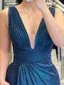 Enchanting Sheath V-Neck Pleated Floor-Length Silk Like Satin Corset Mother of the Bride Dress