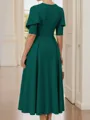 Glamorous A-Line Scoop 1/2 Sleeves Ruffles Tea-Length Mother of the Bride Dress
