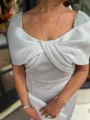 Noble Sheath Scoop Short Sleeves Bow Asymmetrical Corset Mother of the Bride Dress