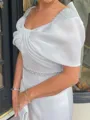 Noble Sheath Scoop Short Sleeves Bow Asymmetrical Corset Mother of the Bride Dress
