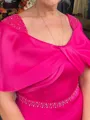 Noble Sheath Scoop Short Sleeves Bow Asymmetrical Corset Mother of the Bride Dress