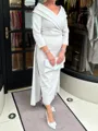 Gorgeous A-Line V-Neck 3/4 Sleeves Ruffles Ankle-Length Stretch Crepe Mother of the Bride Dress