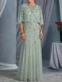 Elegant Sheath Scoop Appliques Lace Floor-Length Tulle Mother of the Bride Dress