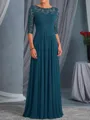 Noble A-Line Scoop Appliques Lace Floor-Length Chiffon Mother of the Bride Dress