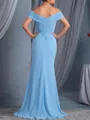 Gorgeous Sheath Off-The-Shoulder Pleated Sweep Train Chiffon Mother of the Bride Dress