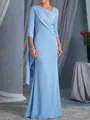 Resplendent Sheath Sweep Train Jersey Mother of the Bride Dress