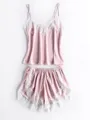 Lovely Silk like Satin With Lace Pajamas