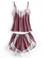 Lovely Silk like Satin With Lace Pajamas
