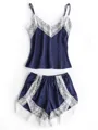 Lovely Silk like Satin With Lace Pajamas