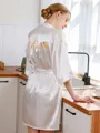 Comfortable Silk like Satin Embroidery Bride Robes