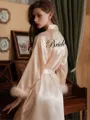 Attractive Silk like Satin Whith Feathers/Fur Bride Robes