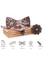 Classic Modern Wood Bow Tie Cufflinks Pocket Square