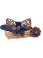 Classic Modern Wood Bow Tie Cufflinks Pocket Square