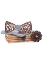 Classic Modern Wood Bow Tie Cufflinks Pocket Square