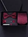 Classic Polyester Tie Bow Tie Pocket Square Tie Clip Cufflinks Corsage