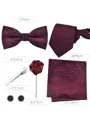 Classic Polyester Tie Bow Tie Pocket Square Tie Clip Cufflinks Corsage