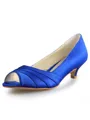 Women's Low Heel Peep Toe Satin High Heels