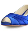 Women's Low Heel Peep Toe Satin High Heels