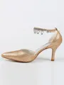 Women's Mary Jane Closed Toe Cone Heel With Rhinestone High Heels
