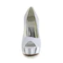 Women's Satin Stiletto Heel Peep Toe Platform White Wedding Shoes With Rhinestone