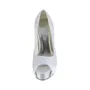 Women's Satin Stiletto Heel Peep Toe Platform White Wedding Shoes With Rhinestone