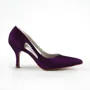 Women's Satin Stiletto Heel Closed Toe Pumps Grape Wedding Shoes