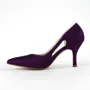 Women's Satin Stiletto Heel Closed Toe Pumps Grape Wedding Shoes
