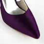 Women's Satin Stiletto Heel Closed Toe Pumps Grape Wedding Shoes