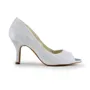 Women's Lace Satin Stiletto Heel Peep Toe Sandals White Wedding Shoes