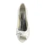 Women's Satin Kitten Heel Peep Toe Sandals White Wedding Shoes With Bowknot