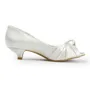 Women's Satin Kitten Heel Peep Toe Sandals White Wedding Shoes With Bowknot
