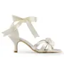 Women's Satin Stiletto Heel Sandals Ivory Wedding Shoes With Satin Flower