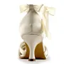 Women's Satin Stiletto Heel Sandals Ivory Wedding Shoes With Satin Flower