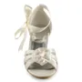 Women's Satin Stiletto Heel Sandals Ivory Wedding Shoes With Satin Flower
