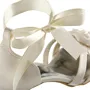 Women's Satin Stiletto Heel Sandals Ivory Wedding Shoes With Satin Flower